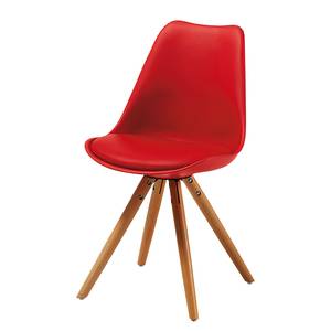 Eetkamerstoelen Paonia (4-delige set) kunststof/massief beukenhout - Rood