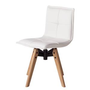 Chaises Crofton I (lot de 2) Imitation cuir / Chêne massif - Blanc