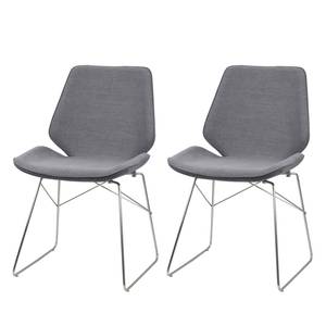 Gestoffeerde stoelen Tove I (2-delige set) - geweven stof/staal - grijs