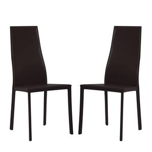 Chaises Valentina (lot de 2) Imitation cuir - Fibres de cuir Elsu I : Marron foncé