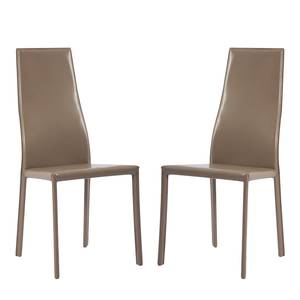 Chaises Valentina (lot de 2) Imitation cuir - Fibres de cuir Elsu I : Marron clair