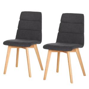 Chaises rembourrées Vallrun (lot de 2) Tissu / Chêne massif - Anthracite