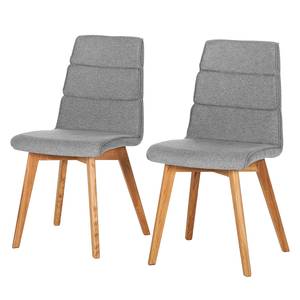 Chaises rembourrées Vallrun (lot de 2) Tissu / Partiellement en chêne massif - Gris