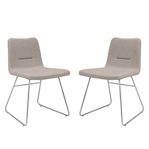 Chaises Vio Bar (lot de 2) Tissu / Acier inoxydable - Tissu Kira II : Beige