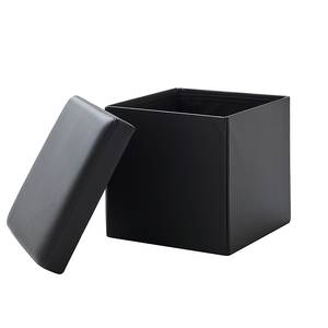 Polsterwürfel Cube (mit Deckel) Kunstleder - Schwarz