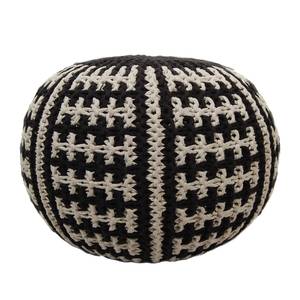 Pouf Bobble I Baumwollstoff - Schwarz / Creme