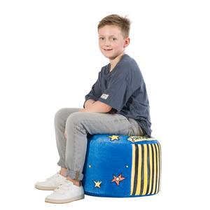 Pouf Janosch Blue-Tiger Webstoff - Blau / Gelb