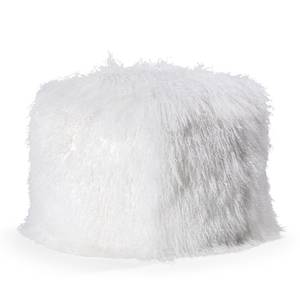 Pouf Pamina Imitation peau de mouton - Blanc - Blanc