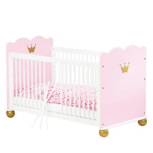 Set de chambre enfant Princesse Karolin Lit pour enfants, table à langer et armoire à vêtements - Pin massif - Blanc / Lasuré rose