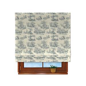 Store plissé Ecru / Motif bleu - 80 x 170 cm