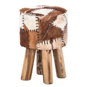 Tabouret Ranch Ziege Marron - Peau - Bois/Imitation - Hauteur : 45 cm