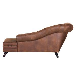 Chaise longue Benavente Look antico in pelle marrone Bracciolo preimpostato a sinistra