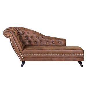 Chaise longue Benavente Look antico in pelle marrone Bracciolo preimpostato a sinistra