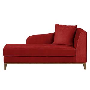 Chaise longue Blomma rood fluweel - armleuning vooraanzicht rechts - Notenboomhout