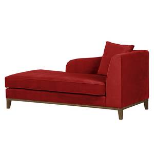 Chaise longue Blomma rood fluweel - armleuning vooraanzicht rechts - Notenboomhout