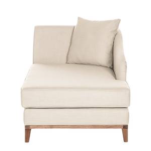 Chaise longue Blomma beige geweven stof - armleuning vooraanzicht links - frame: notenboomhoutkleurig