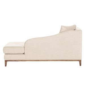 Chaise longue Blomma beige geweven stof - armleuning vooraanzicht links - frame: notenboomhoutkleurig