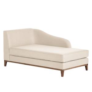 Chaise longue Blomma beige geweven stof - armleuning vooraanzicht links - frame: notenboomhoutkleurig