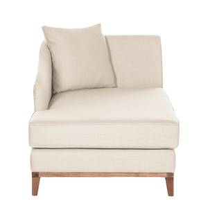 Chaise longue Blomma beige geweven stof - armleuning vooraanzicht rechts - frame: notenboomhoutkleurig