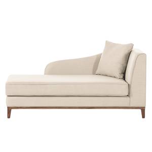 Chaise longue Blomma beige geweven stof - armleuning vooraanzicht rechts - frame: notenboomhoutkleurig