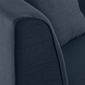 Chaise longue Blomma donkerblauwe geweven stof - armleuning vooraanzicht links - frame: eikenhoutimitatie