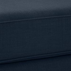Chaise longue Blomma donkerblauwe geweven stof - armleuningen vooraanzicht rechts - frame: notenboomhoutkleurig