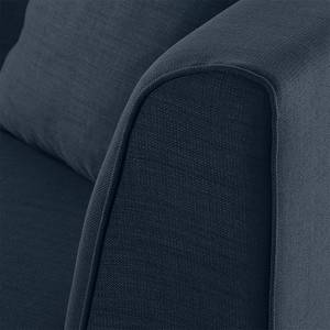 Chaise longue Blomma donkerblauwe geweven stof - armleuningen vooraanzicht rechts - frame: notenboomhoutkleurig