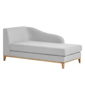 Chaise longue Blomma geweven stof - Grijs - Armleuning vooraanzicht links - Eik