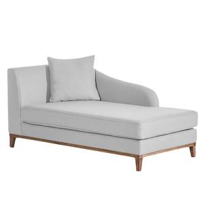 Chaise longue Blomma geweven stof - Grijs - Armleuning vooraanzicht links - Walnoot