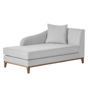 Chaise longue Blomma grijze geweven stof - armleuning vooraanzicht rechts - frame: notenboomhoutkleurig