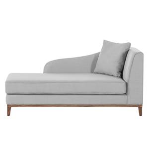 Chaise longue Blomma grijze geweven stof - armleuning vooraanzicht rechts - frame: notenboomhoutkleurig