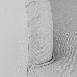 Chaise longue Blomma grijze geweven stof - armleuning vooraanzicht rechts - frame: notenboomhoutkleurig