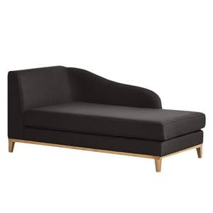 Chaise longue Blomma geweven stof - Grijsbruin - Armleuning vooraanzicht links - Eik