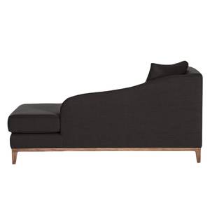 Chaise longue Blomma bruine geweven stof - armleuning vooraanzicht links - frame: notenboomhoutkleurig