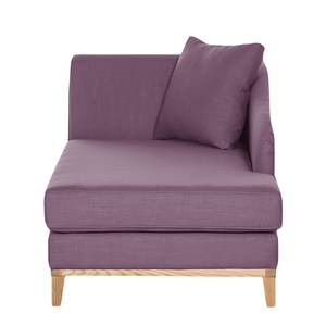 Chaise longue Blomma paarse geweven stof - armleuning vooraanzicht links - frame: eikenhoutimitatie