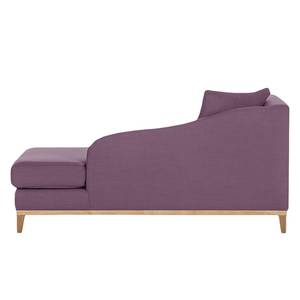 Chaise longue Blomma paarse geweven stof - armleuning vooraanzicht links - frame: eikenhoutimitatie