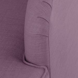 Chaise longue Blomma paarse geweven stof - armleuning vooraanzicht links - frame: eikenhoutimitatie