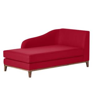 Chaise Longue Blomma Rode geweven stof - frame: notenboomhoutkleurig - armleuningen vooraanzicht rechts