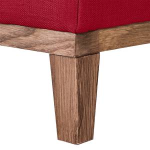 Chaise Longue Blomma Rode geweven stof - frame: notenboomhoutkleurig - armleuningen vooraanzicht rechts