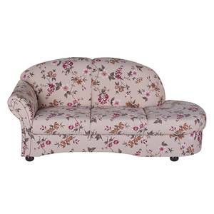 Chaise longue Henry beige geweven stof - bloemenmotief - armleuning vooraanzicht links