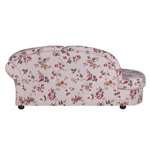 Chaise longue Henry beige geweven stof - bloemenmotief - armleuning vooraanzicht rechts