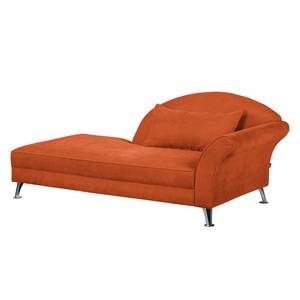 Chaise Longue Kendale I geweven stof - Terracotta - Armleuning vooraanzicht rechts