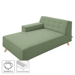 Chaise longue Nordic Chic geweven stof - Stof TUS: 5 pistaccio - Armleuning vooraanzicht links