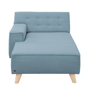 Chaise longue Nordic Chic geweven stof - Stof TUS: 6 sky blue - Armleuning vooraanzicht links