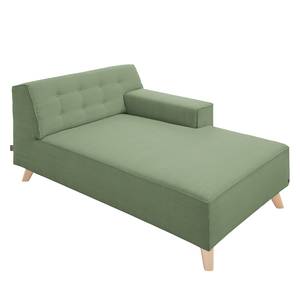 Chaise longue Nordic Chic geweven stof - Stof TUS: 5 pistaccio - Armleuning vooraanzicht rechts