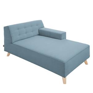 Chaise longue Nordic Chic geweven stof - Stof TUS: 6 sky blue - Armleuning vooraanzicht rechts