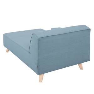 Chaise longue Nordic Chic geweven stof - Stof TUS: 6 sky blue - Armleuning vooraanzicht links