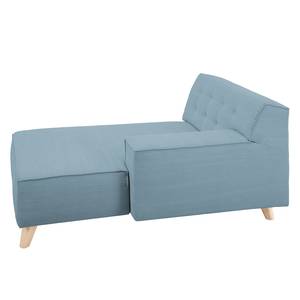 Chaise longue Nordic Chic geweven stof - Stof TUS: 6 sky blue - Armleuning vooraanzicht rechts