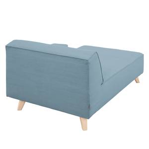 Chaise longue Nordic Chic geweven stof - Stof TUS: 6 sky blue - Armleuning vooraanzicht rechts