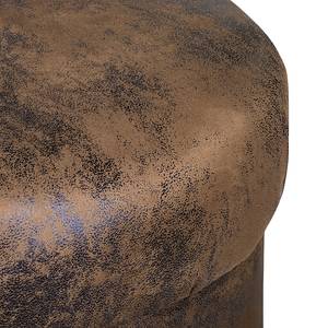 Récamière Solene Imitation vieux cuir marron - Accoudoir à gauche (vue de face)